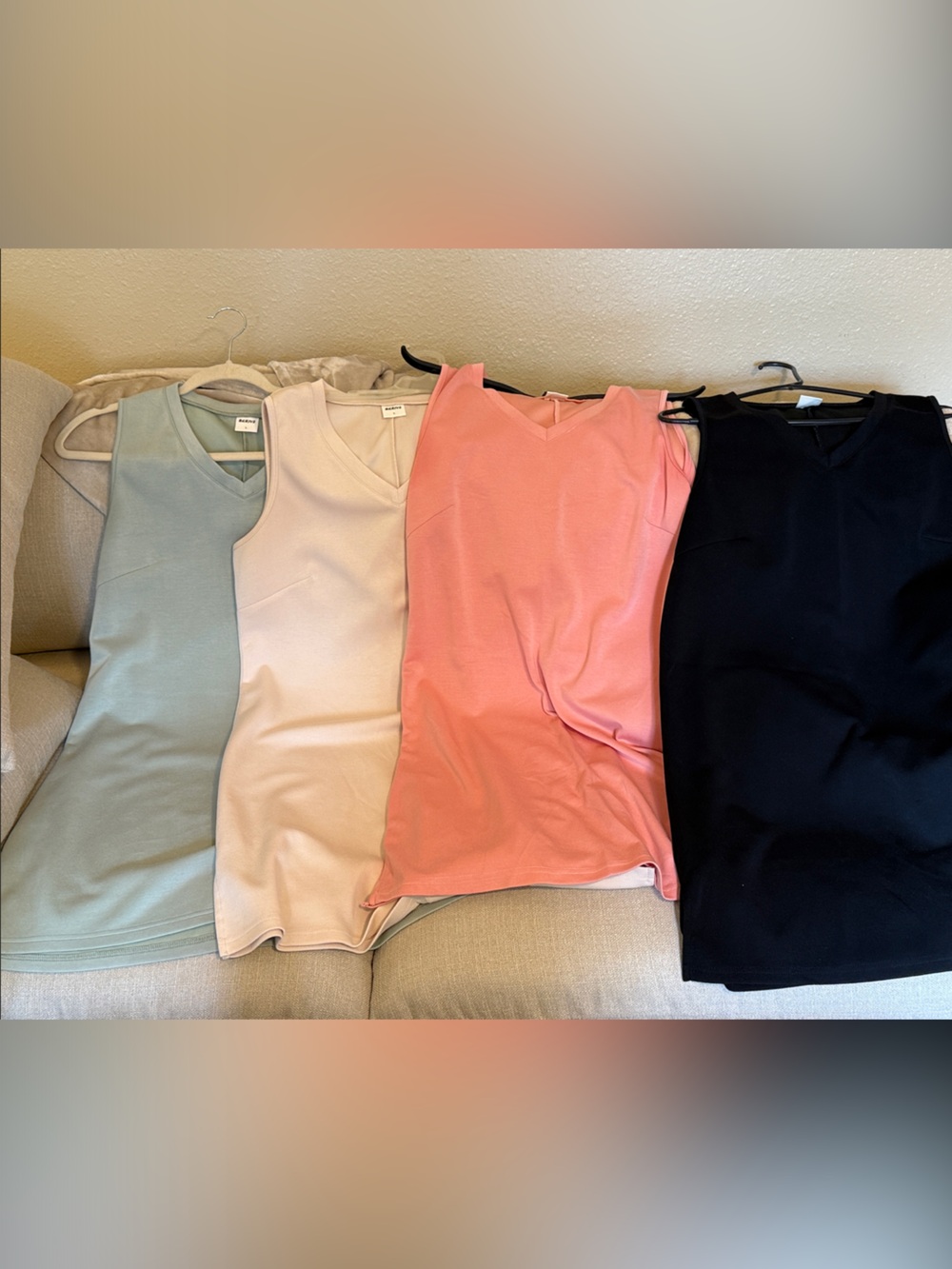 Sleeveless V-Neck Moda Dresses - Black, Pink, Cream, Sage. Like New Large